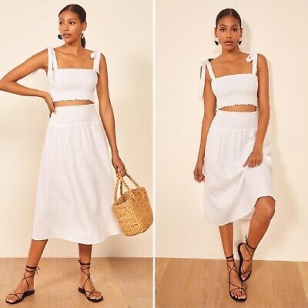Reformation linen Willow Set top and skirt